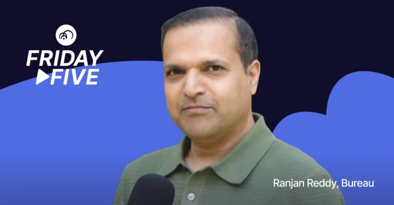 Friday Five thumbnail featuring Ranjan Reddy, CEO of Bureau, for the episode on financial crime compliance and the convergence of fraud, compliance, and security.